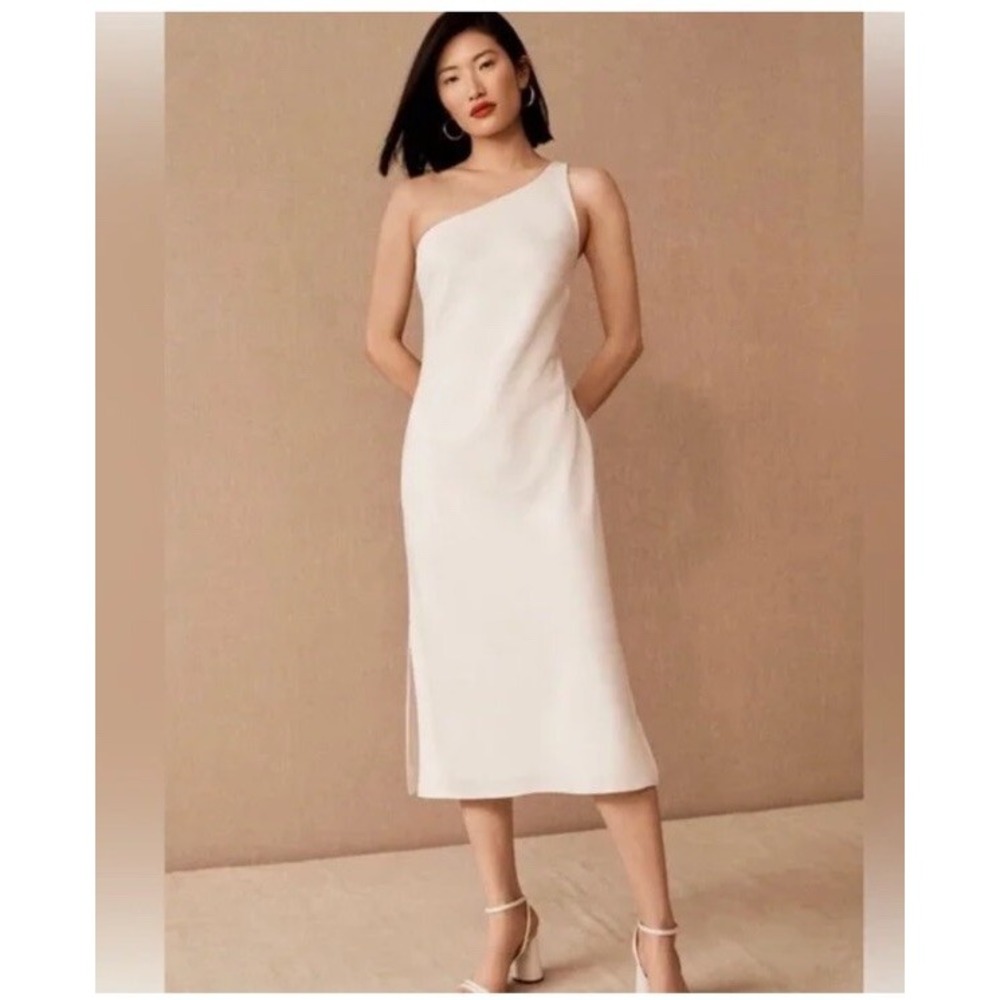 NWT BHLDN Sachin & Babi one shoulder dress White Midi Size 4 Bridal‎ Satin Ivory
